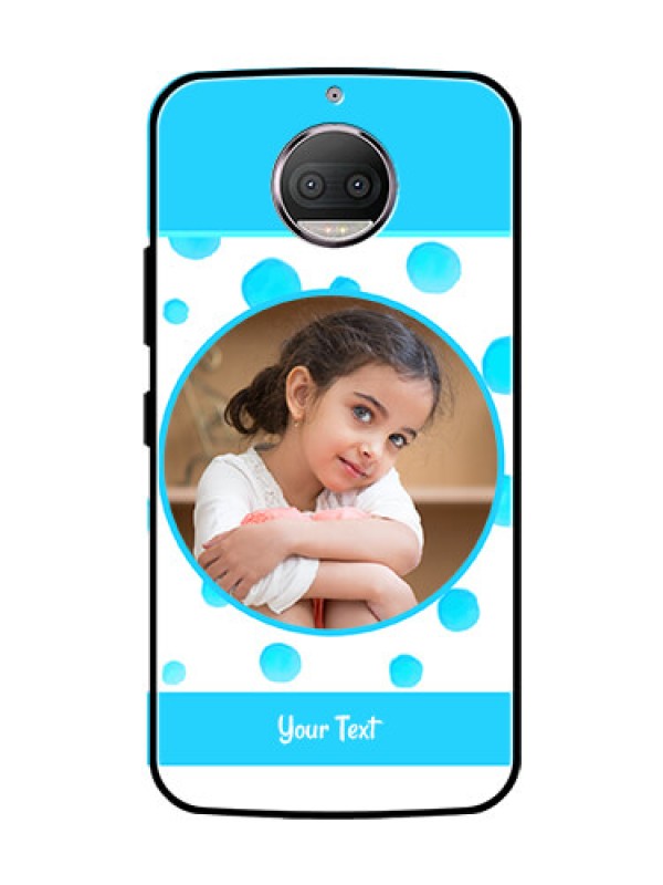 Custom Moto G5s Plus Photo Printing on Glass Case  - Blue Bubbles Pattern Design
