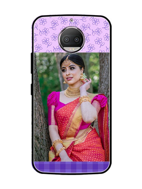 Custom Moto G5s Plus Custom Glass Phone Case  - Purple Floral Design