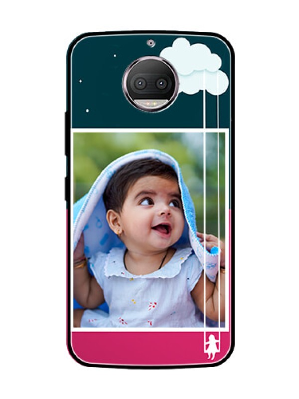 Custom Moto G5s Plus Custom Glass Phone Case  - Cute Girl with Cloud Design