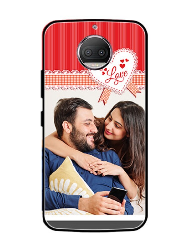 Custom Moto G5s Plus Custom Glass Mobile Case  - Red Love Pattern Design