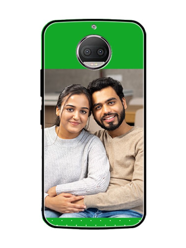 Custom Moto G5s Plus Personalized Glass Phone Case  - Green Pattern Design