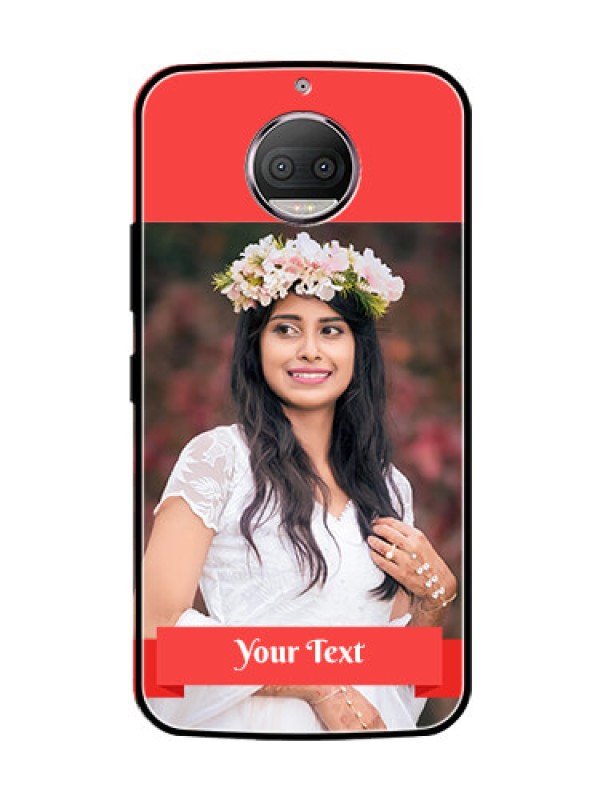 Custom Moto G5s Plus Custom Glass Phone Case  - Simple Red Color Design