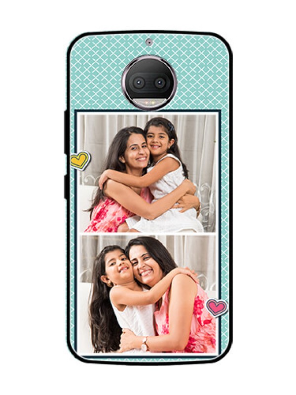 Custom Moto G5s Plus Custom Glass Phone Case  - 2 Image Holder with Pattern Design