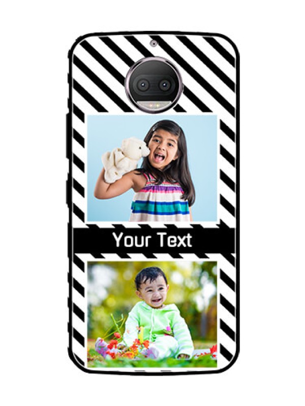 Custom Moto G5s Plus Photo Printing on Glass Case  - Black And White Stripes Design