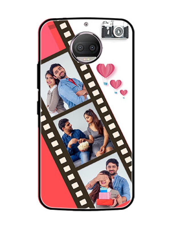 Custom Moto G5s Plus Personalized Glass Phone Case  - 3 Image Holder with Film Reel