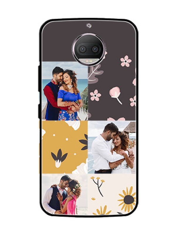 Custom Moto G5s Plus Photo Printing on Glass Case  - 3 Images with Floral Design