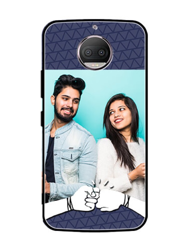 Custom Moto G5s Plus Photo Printing on Glass Case  - with Best Friends Design  