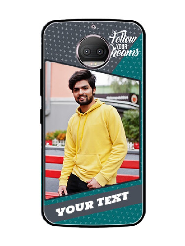 Custom Moto G5s Plus Personalized Glass Phone Case  - Background Pattern Design with Quote