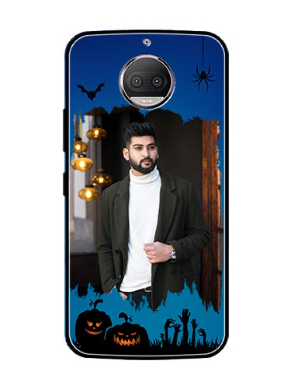 Custom Moto G5s Plus Photo Printing on Glass Case  - with pro Halloween design 