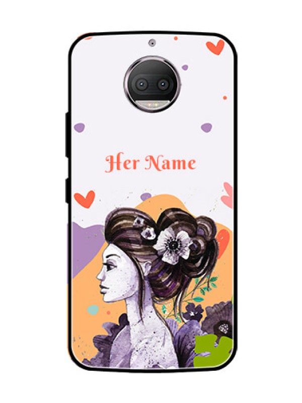 Custom Moto G5s Plus Personalized Glass Phone Case - Woman And Nature Design