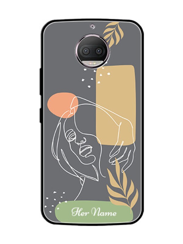 Custom Moto G5s Plus Custom Glass Phone Case - Gazing Woman line art Design