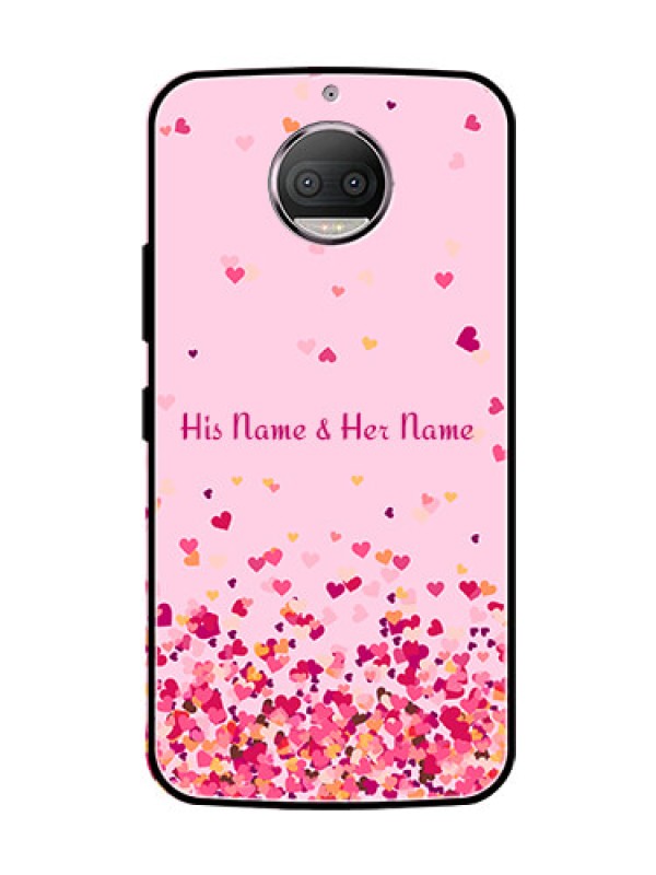 Custom Moto G5s Plus Photo Printing on Glass Case - Floating Hearts Design