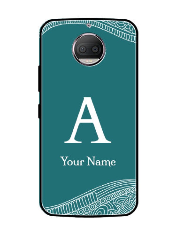 Custom Moto G5s Plus Personalized Glass Phone Case - line art pattern with custom name Design