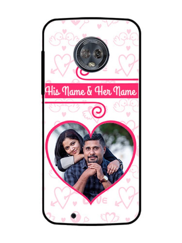 Custom Moto G6 Personalized Glass Phone Case  - Heart Shape Love Design