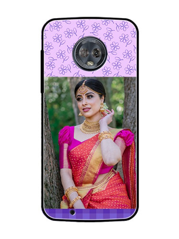 Custom Moto G6 Custom Glass Phone Case  - Purple Floral Design