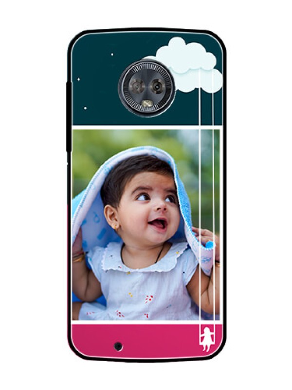 Custom Moto G6 Custom Glass Phone Case  - Cute Girl with Cloud Design