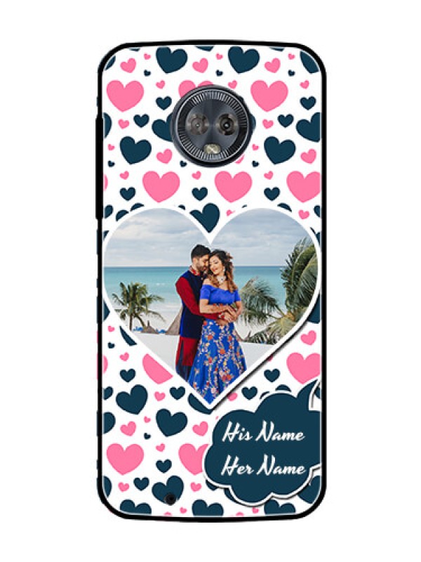Custom Moto G6 Custom Glass Phone Case  - Pink & Blue Heart Design
