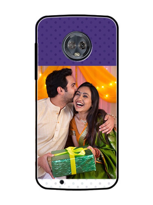 Custom Moto G6 Personalized Glass Phone Case  - Violet Pattern Design