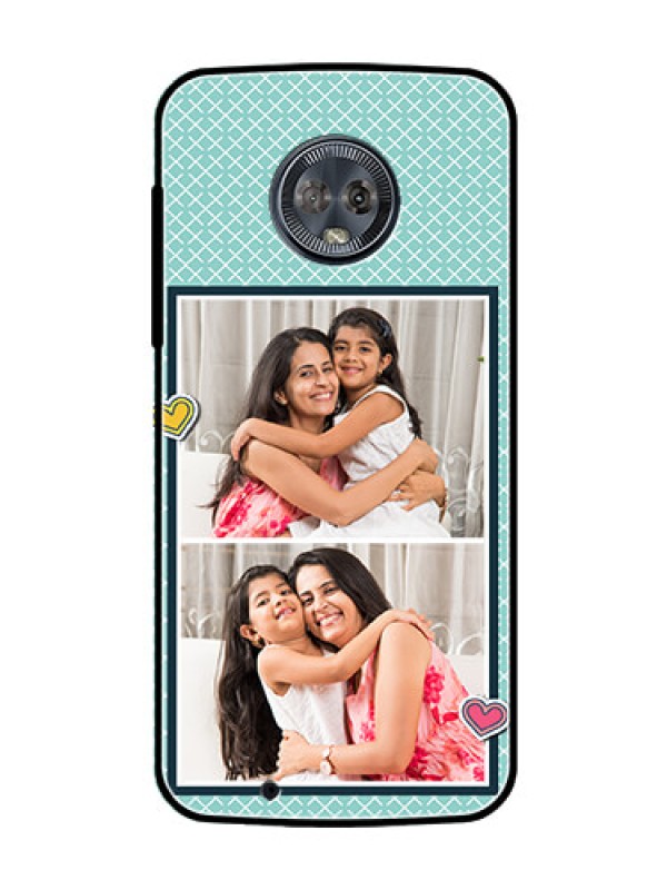 Custom Moto G6 Custom Glass Phone Case  - 2 Image Holder with Pattern Design