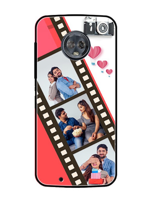 Custom Moto G6 Personalized Glass Phone Case  - 3 Image Holder with Film Reel