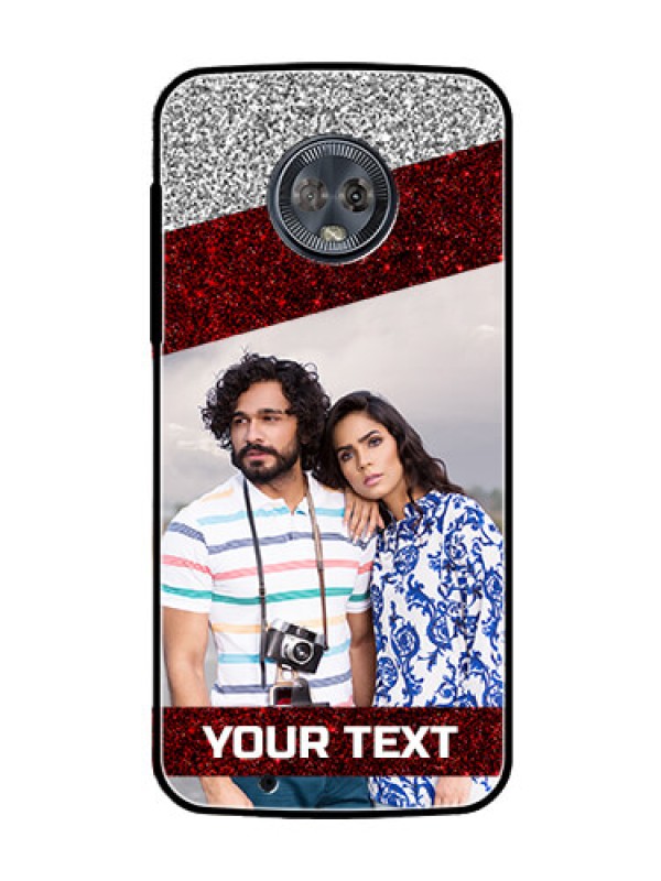 Custom Moto G6 Personalized Glass Phone Case  - Image Holder with Glitter Strip Design