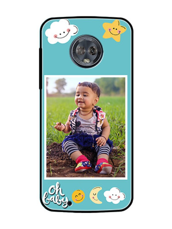 Custom Moto G6 Personalized Glass Phone Case  - Smiley Kids Stars Design