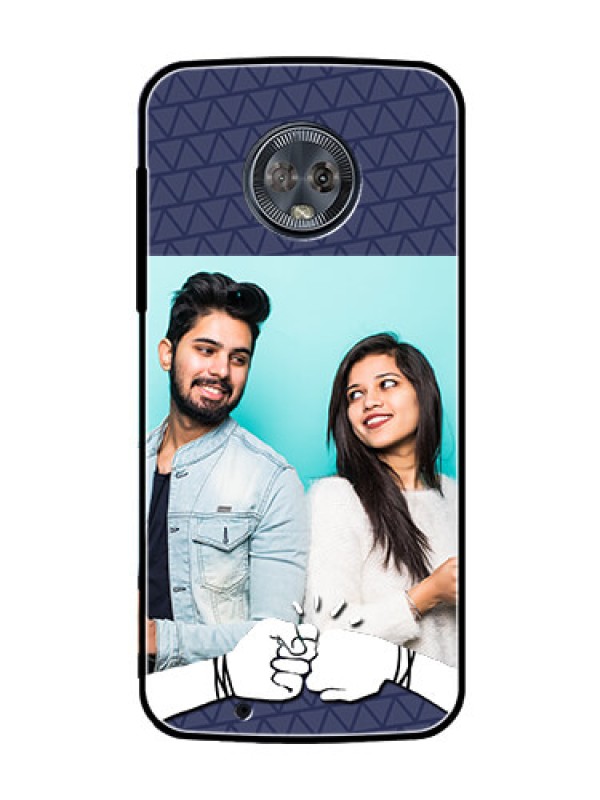 Custom Moto G6 Photo Printing on Glass Case  - with Best Friends Design  