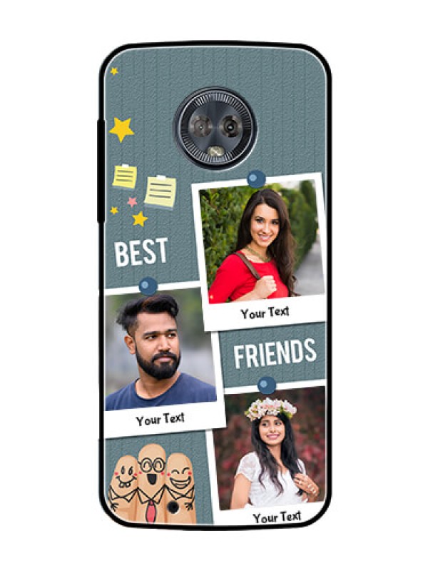Custom Moto G6 Personalized Glass Phone Case  - Sticky Frames and Friendship Design