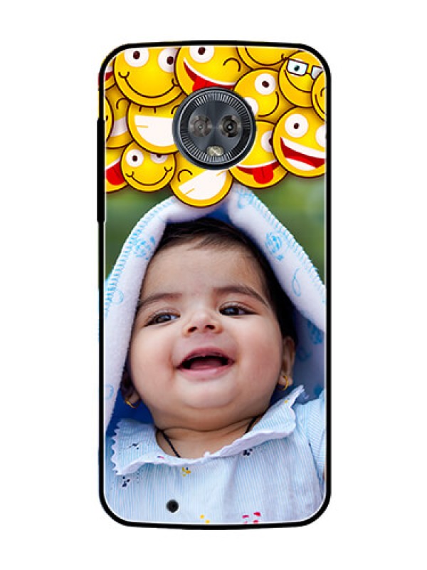Custom Moto G6 Custom Glass Mobile Case  - with Smiley Emoji Design