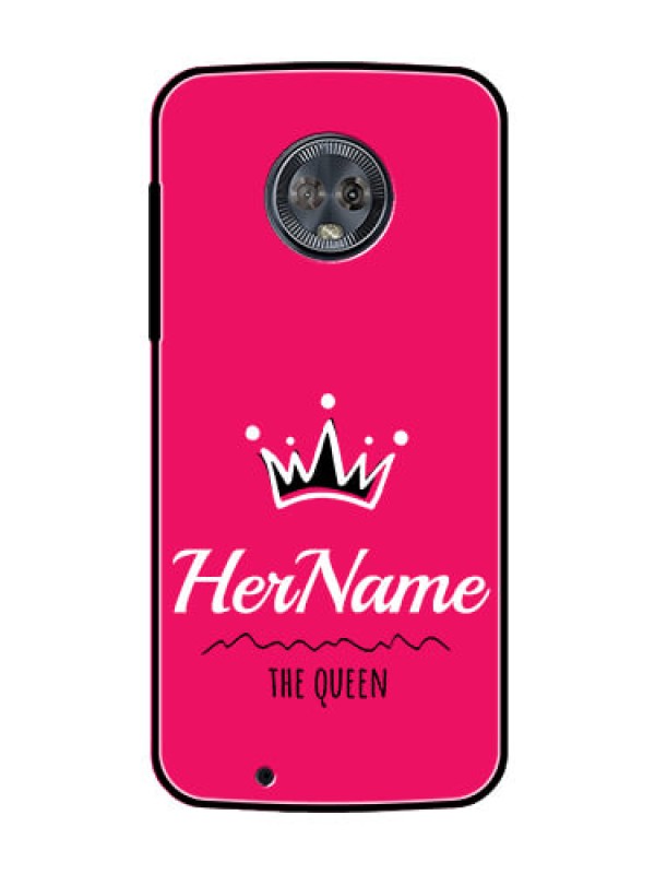 Custom Moto G6 Glass Phone Case Queen with Name