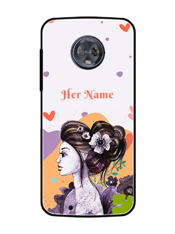 Custom Moto G6 Personalized Glass Phone Case - Woman And Nature Design