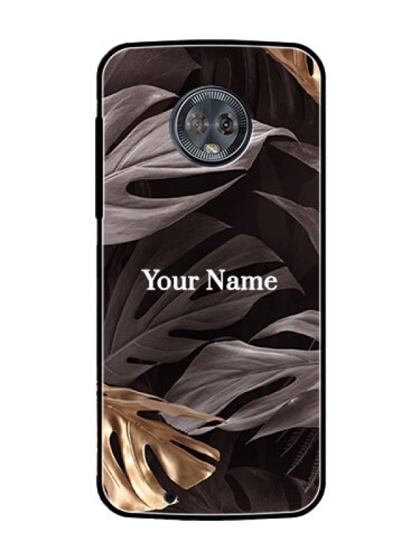 Custom Moto G6 Personalised Glass Phone Case - Wild Leaves digital paint Design