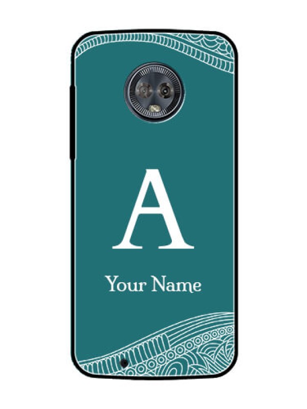Custom Moto G6 Personalized Glass Phone Case - line art pattern with custom name Design