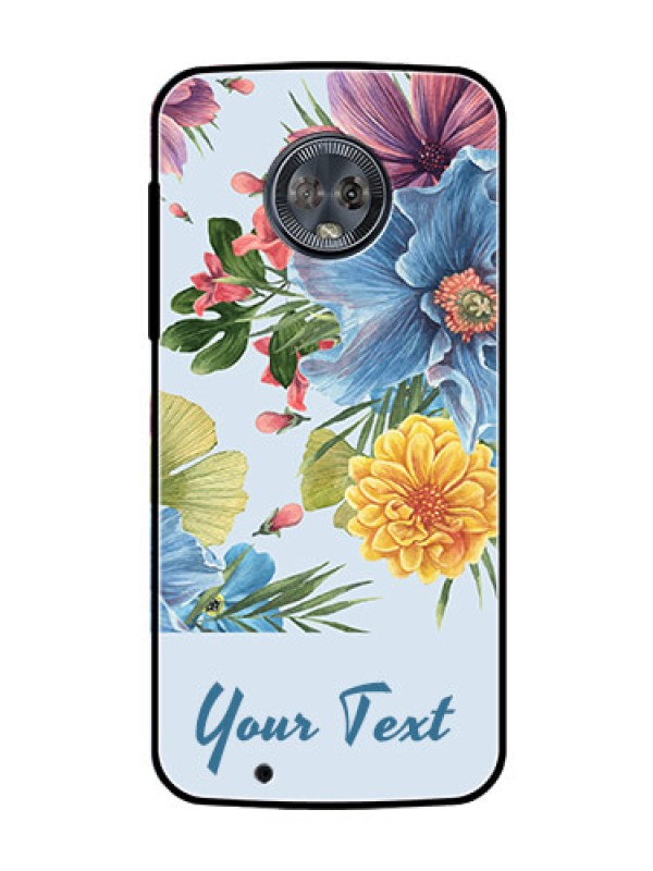 Custom Moto G6 Custom Glass Mobile Case - Stunning Watercolored Flowers Painting Design