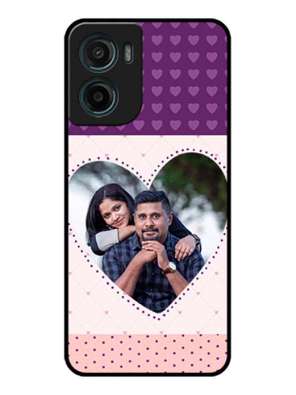 Custom Motorola E15 Custom Glass Phone Case - Violet Love Dots Design