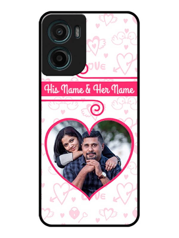 Custom Motorola E15 Custom Glass Phone Case - Heart Shape Love Design