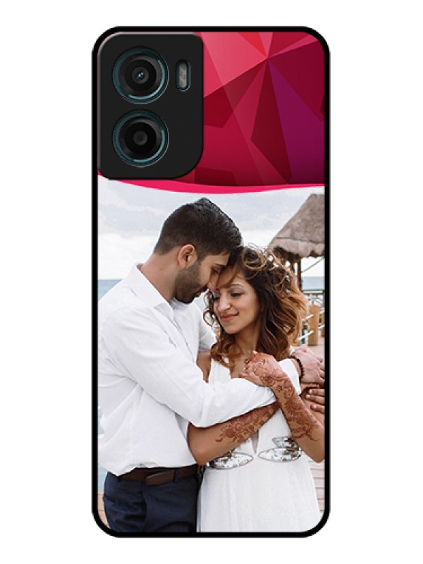 Custom Motorola E15 Custom Glass Phone Case - Red Abstract Design