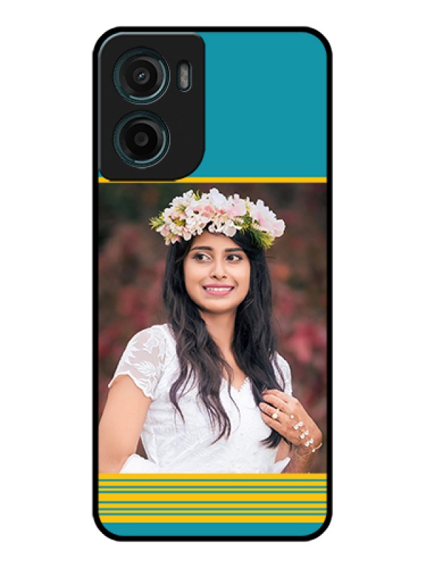 Custom Motorola E15 Custom Glass Phone Case - Yellow & Blue Design