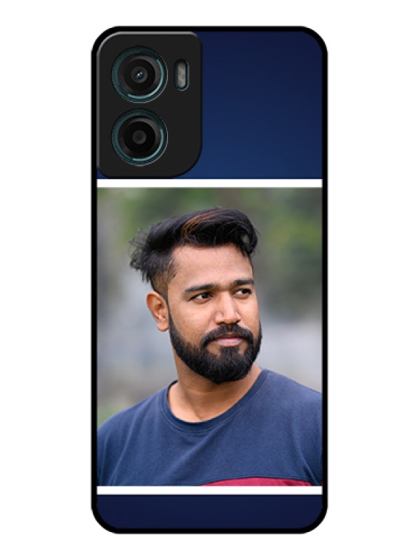 Custom Motorola E15 Custom Glass Phone Case - Simple Royal Blue Design