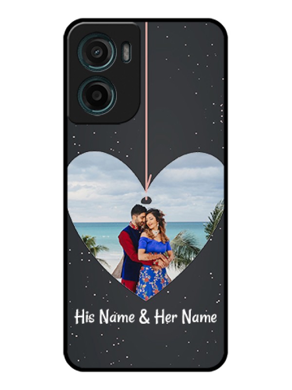 Custom Motorola E15 Custom Glass Phone Case - Hanging Heart Design