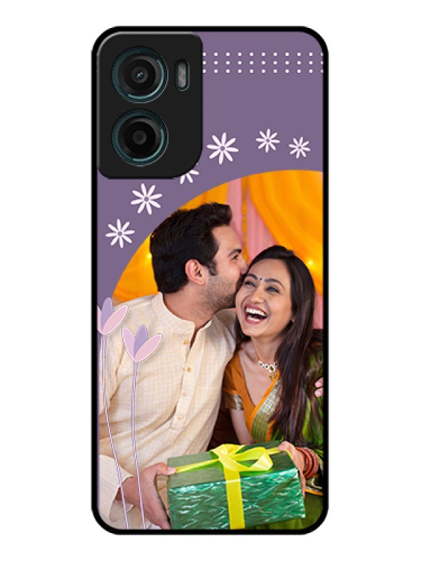 Custom Motorola E15 Custom Glass Phone Case - Lavender Flowers Design