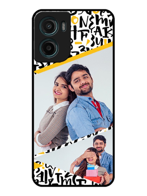 Custom Motorola E15 Custom Glass Phone Case - Letters Pattern Design