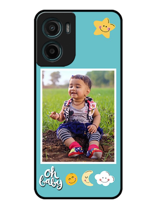 Custom Motorola E15 Custom Glass Phone Case - Smiley Kids Stars Design