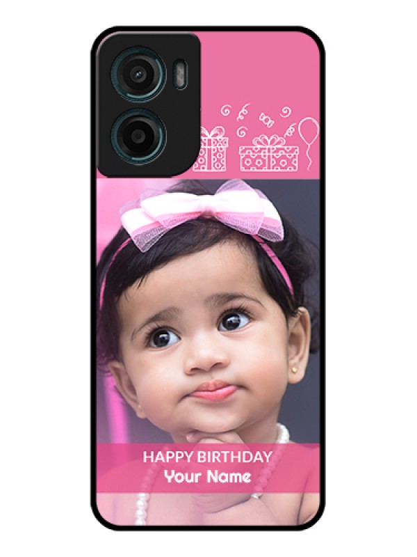 Custom Motorola E15 Custom Glass Phone Case - With Birthday Line Art Design
