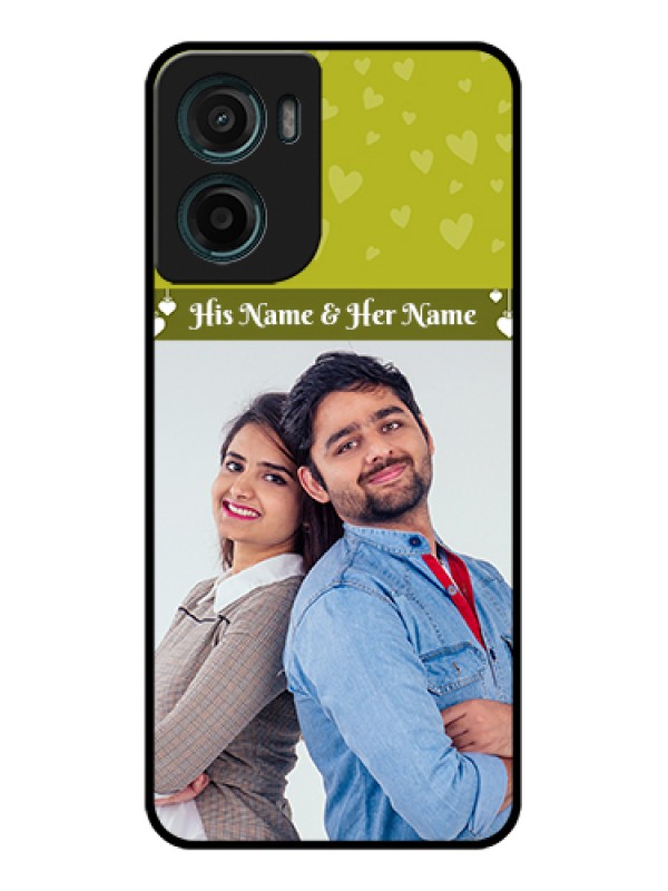 Custom Motorola E15 Custom Glass Phone Case - You & Me Heart Design