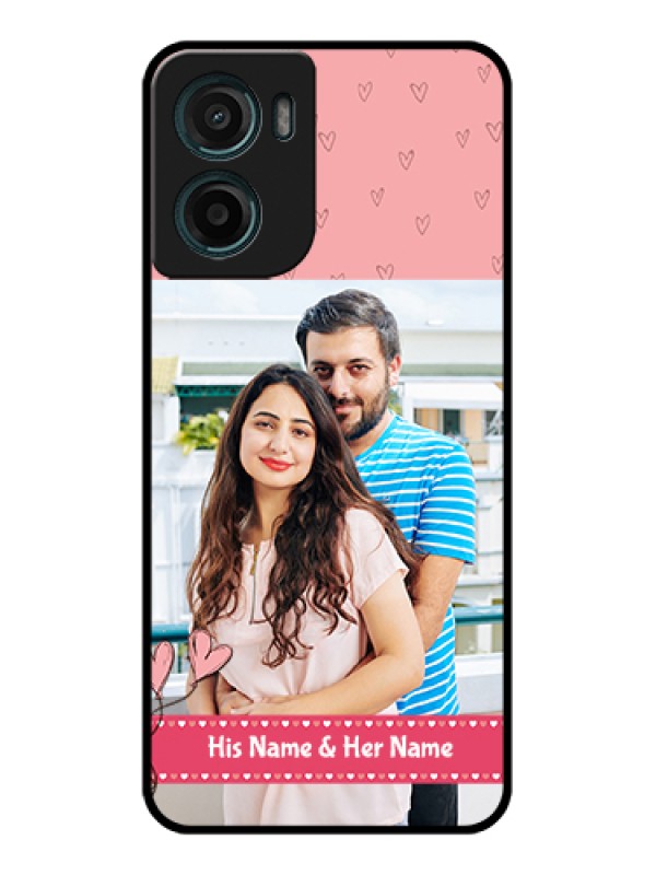 Custom Motorola E15 Custom Glass Phone Case - Love Design Peach Color