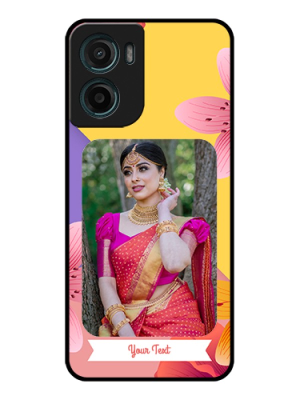 Custom Motorola E15 Custom Glass Phone Case - 3 Image With Vintage Floral Design