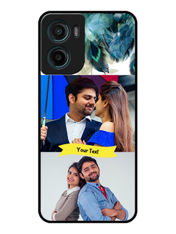 Custom Motorola E15 Custom Glass Phone Case - Image With Boho Peacock Feather Design