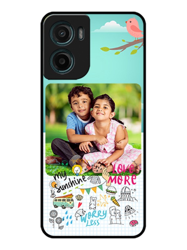 Custom Motorola E15 Custom Glass Phone Case - Doodle Love Design