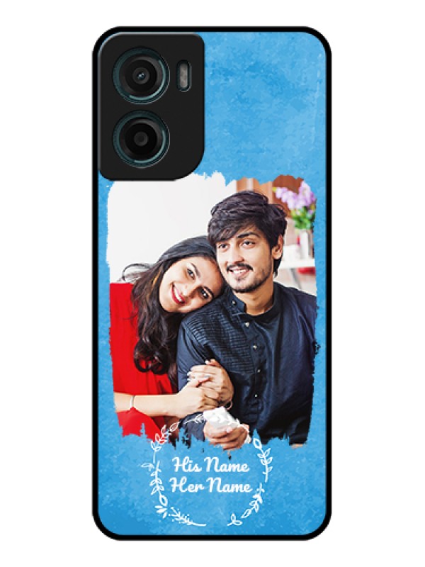 Custom Motorola E15 Custom Glass Phone Case - Blue Color Vintage Design